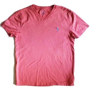 Polo Cotton Custom Slim Fit V-Neck T-shirt S Dark Salmon Light Red